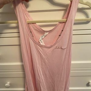 Lululemon baby pink tank with lululemon over left chest